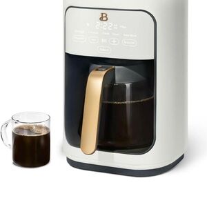 BrewMaster White Coffee Maker with Gold Handle